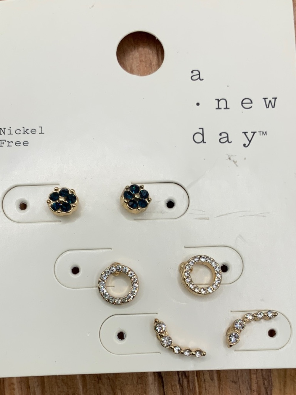 A.New Day3 Pair Stud Silver Tone Pearl Earring Set Mixed Studs